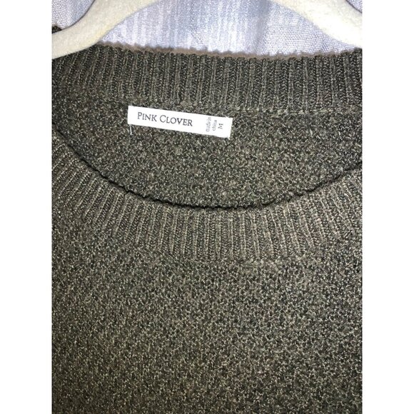 Pink Clover Women's Solid Olive Green Long Sleeve Sweater M - Picture 2 of 3